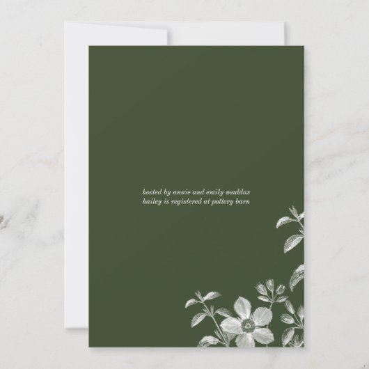 ヴィンテージフローラブライダルシャワー招待 招待状 (裏面)