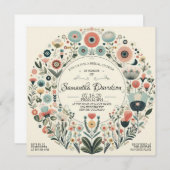 ヴィンテージフローラブライダルシャワー 招待状 (正面/裏面)