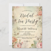 ヴィンテージフローラブライダル茶パーティーシャワー 招待状 (正面)