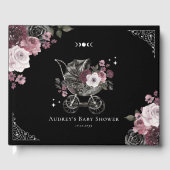 ヴィンテージフローラブラックゴシック様式ベビーカー赤ちゃんシャワー ゲストブック (正面)