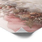 ヴィンテージフローラブラックサンタイラストレーション：花 ポスター (角)