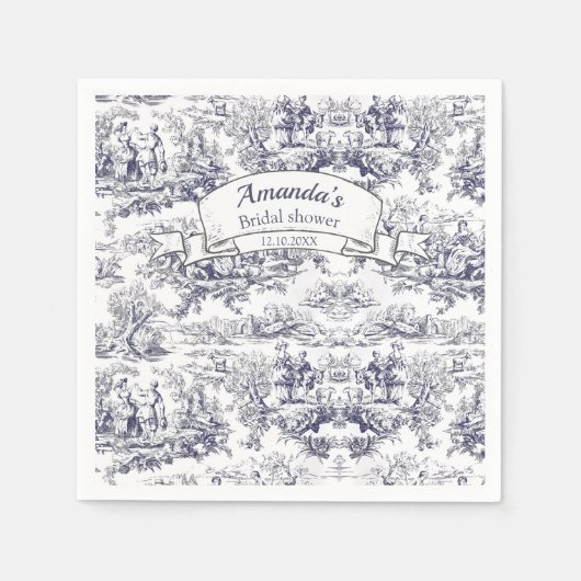 ヴィンテージフローラブラックトイレデジュイブライダルシャワー スタンダードカクテルナプキン (正面)