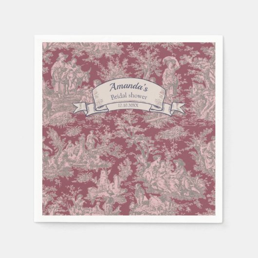 ヴィンテージフローラブラックトイレデジュイブライダルシャワー スタンダードカクテルナプキン (正面)