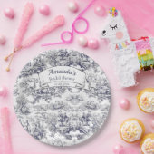 ヴィンテージフローラブラックトイレデジュイブライダルシャワー ペーパープレート (パーティー)