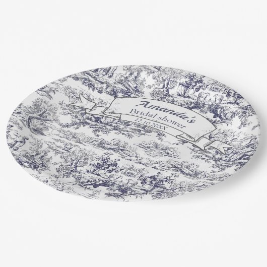 ヴィンテージフローラブラックトイレデジュイブライダルシャワー ペーパープレート (アングル)