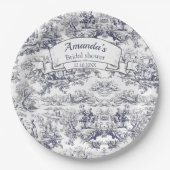 ヴィンテージフローラブラックトイレデジュイブライダルシャワー ペーパープレート (正面)