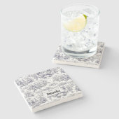 ヴィンテージフローラブラックトイレデジュイミモノグラム ストーンコースター (横)