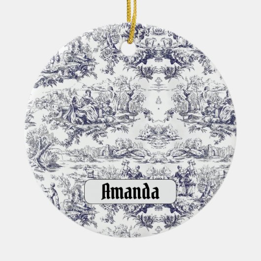 ヴィンテージフローラブラックトイレデジュイミモノグラム セラミックオーナメント (正面)