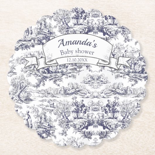 ヴィンテージフローラブラックトイレデジュイミモノグラム ペーパーコースター (正面)