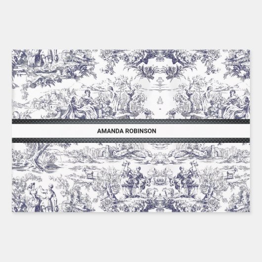 ヴィンテージフローラブラックトイレデジュイミモノグラム ラッピングペーパーシート (正面)