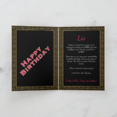 ヴィンテージフローラブラックピンク金ゴールドケーキSweet sixteen カード (内部)