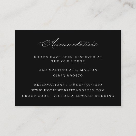 ヴィンテージフローラブラック結婚ズ宿泊 エンクロージャーカード (正面)