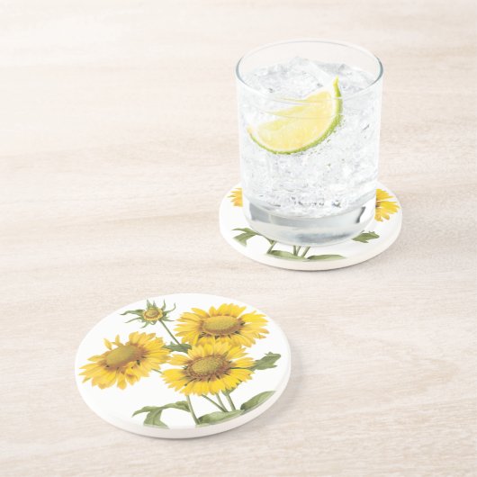 ヴィンテージフローラブランケットフラワーサンフラワーバイルドゥート コースター (側面)