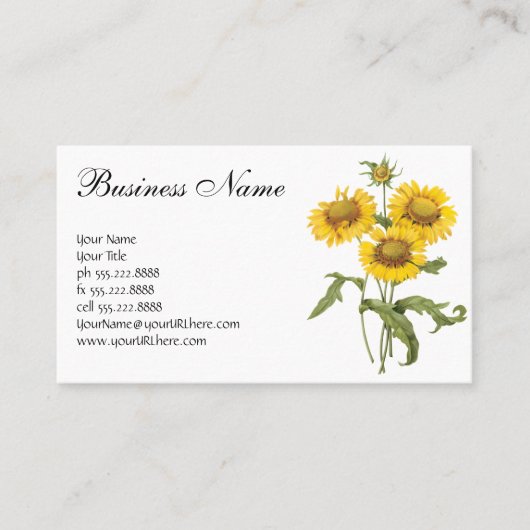 ヴィンテージフローラブランケットフラワーサンフラワーバイルドゥート 名刺 (正面)