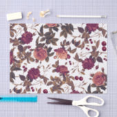 ヴィンテージフローラブルゴーニュバラさくらんぼ 薄葉紙 (クラフト)