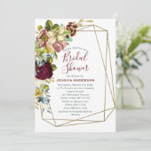 ヴィンテージフローラブルゴーニュ金ゴールドブライダルシャワー 招待状 (スタンド正面)