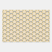 ヴィンテージフローラブルーとイエロージョンキルパターン ラッピングペーパーシート (正面3)