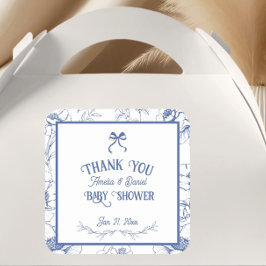 ヴィンテージフローラブルーオーナメントサンキューベイビーシャワー スクエアシール