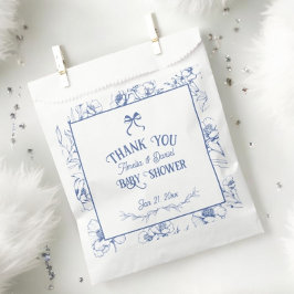 ヴィンテージフローラブルーオーナメントサンキューベイビーシャワー フェイバーバッグ
