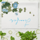 ヴィンテージフローラブルーグリーンパステルカラー名 キッチンタオル (折り畳み)