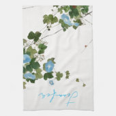 ヴィンテージフローラブルーグリーンパステルカラー名 キッチンタオル (縦)