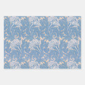 ヴィンテージフローラブルーグリーンレッドモリスパターンチューリップ ラッピングペーパーシート (正面)