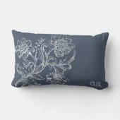 ヴィンテージフローラブルーグレーランバーピロー ランバークッション (裏面)