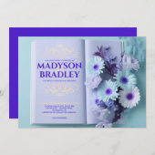 ヴィンテージフローラブルーストーリーブック結婚の 招待状 (正面/裏面)