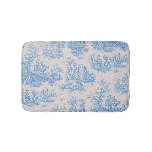 ヴィンテージフローラブルーターコイズトイルジュイ バスマット (正面)