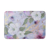 ヴィンテージフローラブルーパープル金ゴールド水色スクリプト バスマット (正面)