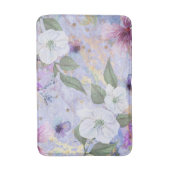 ヴィンテージフローラブルーパープル金ゴールド水色スクリプト バスマット (正面縦)