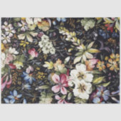 ヴィンテージフローラブルーホワイト植物花コテージ 薄葉紙 (正面)