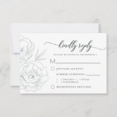 ヴィンテージフローラブルーモダング結婚レイの食事 出欠カード (正面)