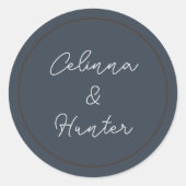 ヴィンテージフローラブルー秋のドライフラワー結婚ズ ラウンドシール (正面)