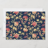 ヴィンテージフローラブルー金ゴールド卒業パーティーの写真 招待状 (裏面)