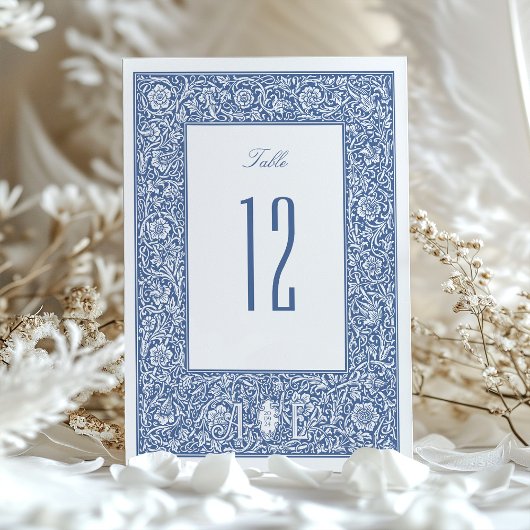 ヴィンテージフローラブルーMorrisテーブル番号カード 招待状