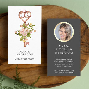 ヴィンテージフローラブロンズ実在鍵エステートエージェント写真 名刺