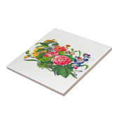 ヴィンテージフローラブーケとバタフライバックスプラッシュ タイル (側面)