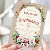 ヴィンテージフローラブーケアーチベビーシャワー 招待状
