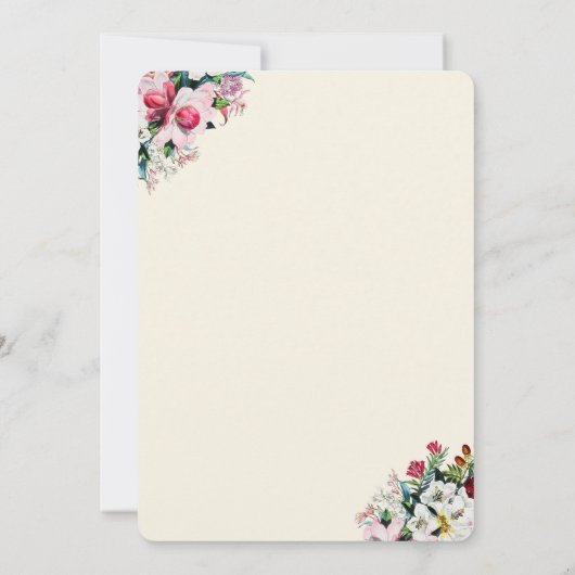 ヴィンテージフローラブーケアーチベビーシャワー 招待状 (裏面)