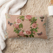 ヴィンテージフローラブーケバラフラワーズビーオンエフエメラ ランバークッション (ブランケット)