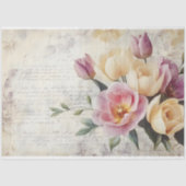 ヴィンテージフローラブーケピンクアンドクリームオンオールド紙 薄葉紙 (正面)