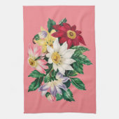 ヴィンテージフローラブーケピンクキッチンタオル キッチンタオル (縦)