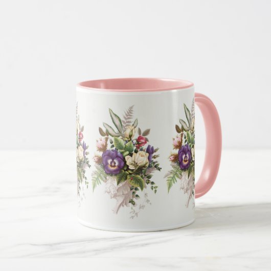 ヴィンテージフローラブーケフラワーズデザイン マグカップ (正面右)