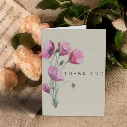 ヴィンテージフローラプラム&クリー結婚ム サンキューカード