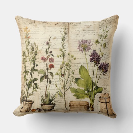 ヴィンテージフローラプリント枕 クッション (正面)