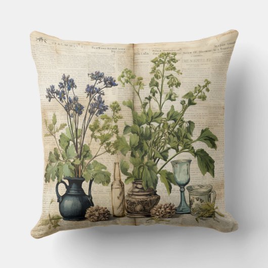 ヴィンテージフローラプリント枕 クッション (裏面)