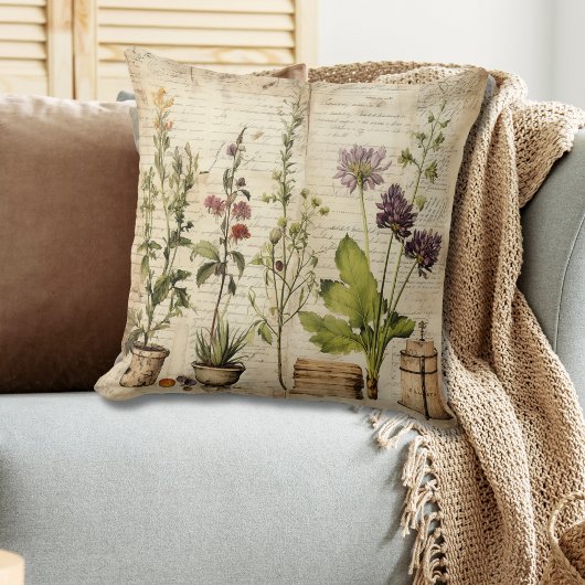 ヴィンテージフローラプリント枕 クッション