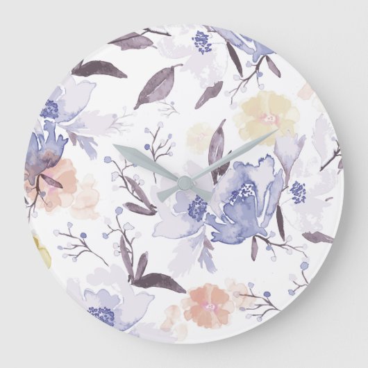 ヴィンテージフローラプリント1 ラージ壁時計 (正面)