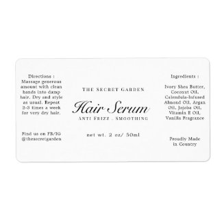 ヴィンテージフローラヘア顔血清ホワイトスワールボトル ラベル